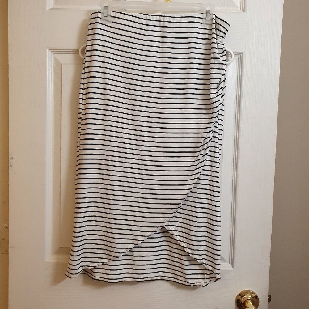 Max Studio Stripe Faux Wrap Skirt